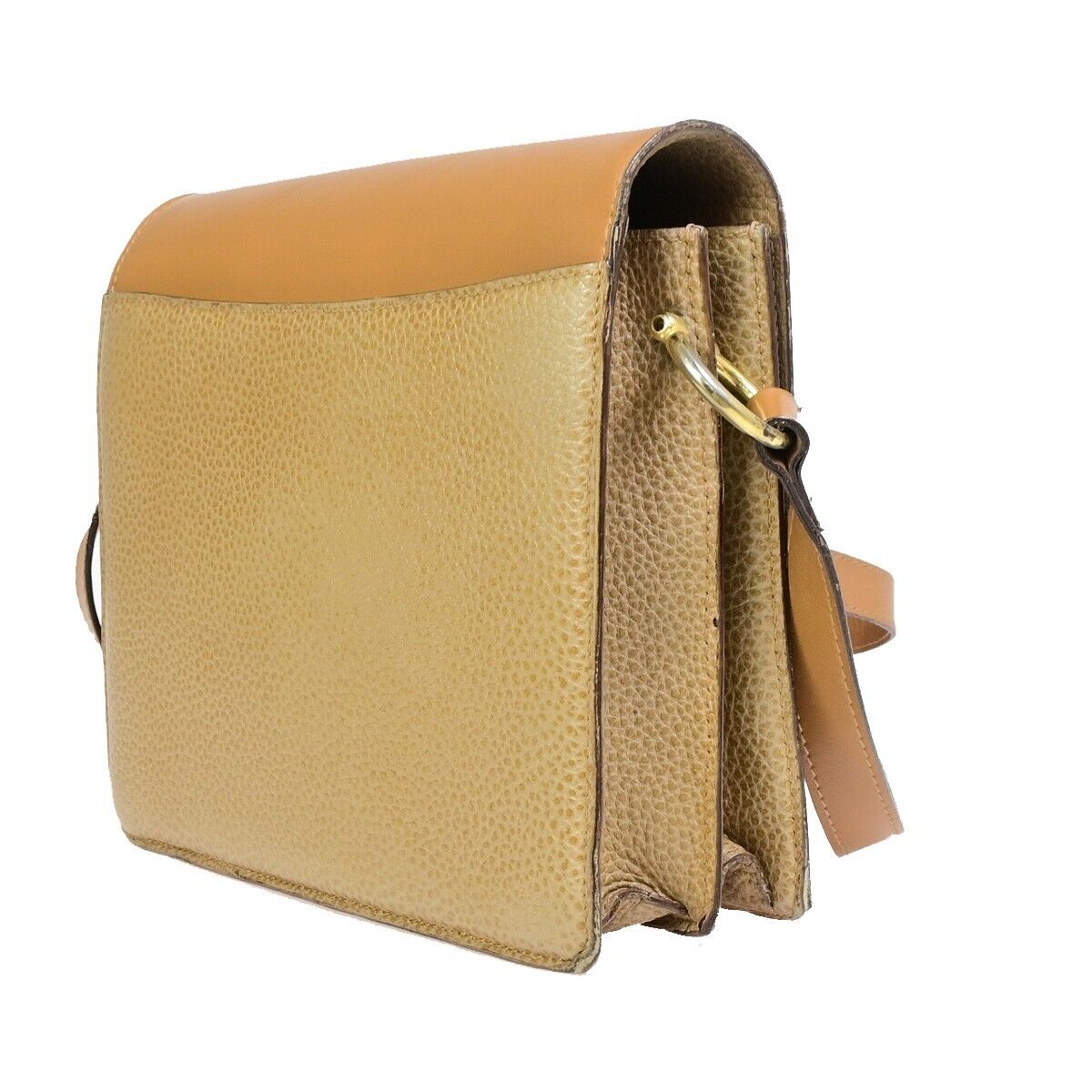 CELINE Logo Shoulder Bag Leather Brown GHW Made in Italy 66EB657