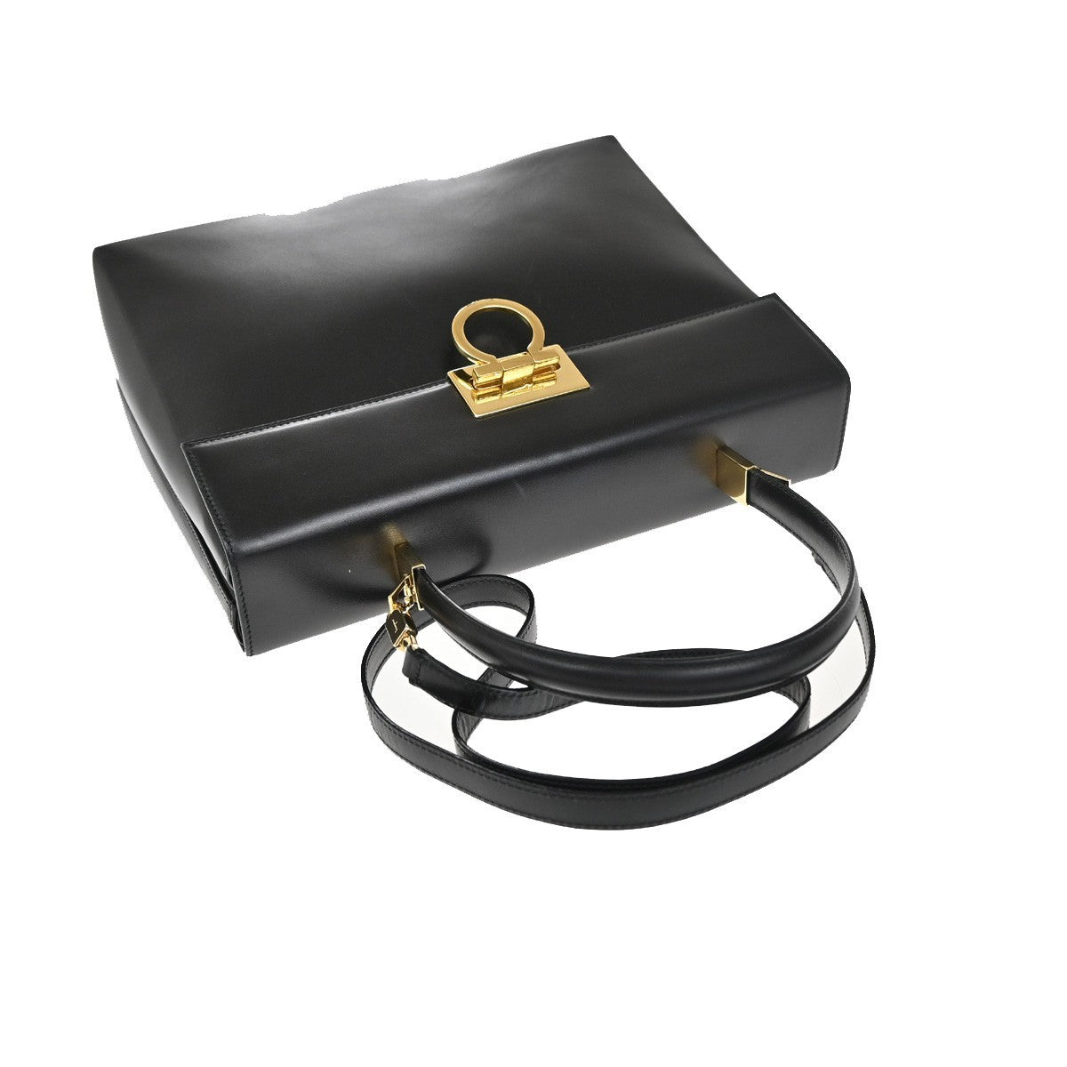 SALVATORE FERRAGAMO Gancini Mini 2Way Shoulder Hand Bag Leather Black 85RF871