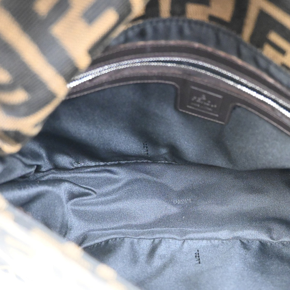 FENDI Logo Zucca Pattern Hand Bag Canvas Leather Brown SHW Italy 12KB535