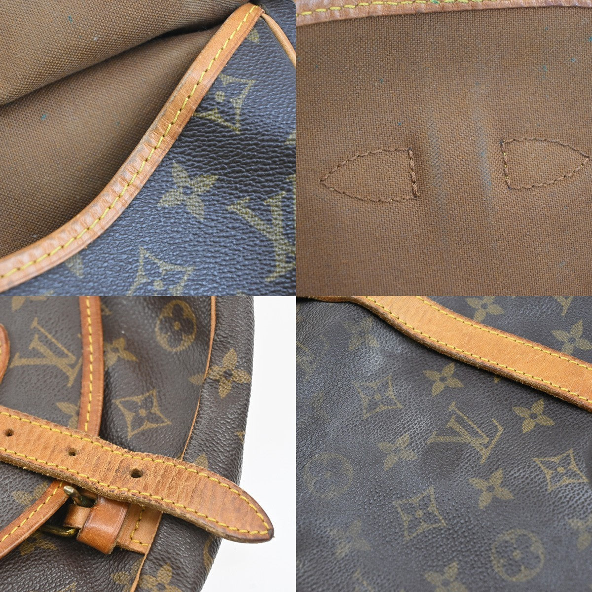 LOUIS VUITTON Logo Saumur 30 Shoulder Bag Monogram Leather Brown M42256 82SA119
