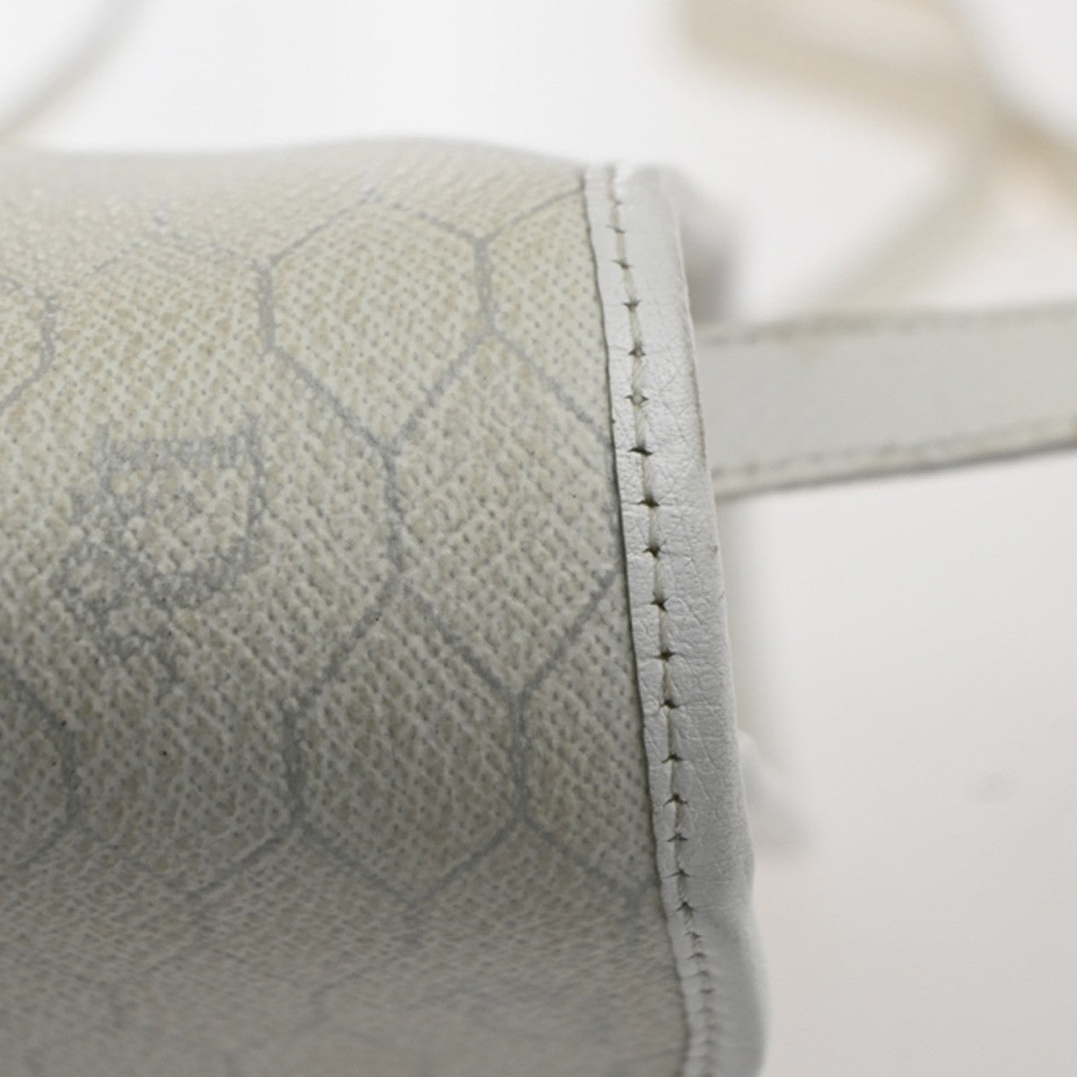 CHRISTIAN DIOR Honeycomb pattern Shoulder Bag PVC Leather White France 30MA503