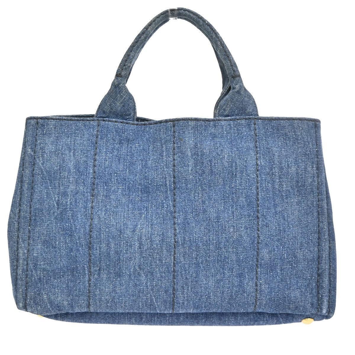 PRADA MILANO Logo Canapa Tote Handbag Denim Canvas Navy Blue GHW 16CA844