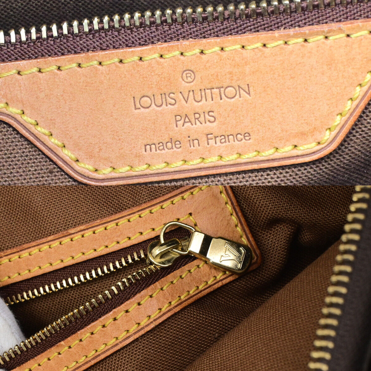 LOUIS VUITTON Cabas Mezzo Shoulder Bag Monogram Leather Brown M51151 66YG758
