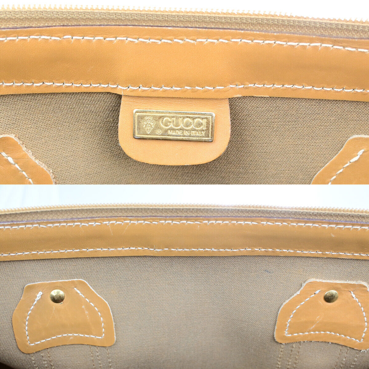 GUCCI Logo Sherry GG Pattern Travel Hand Bag PVC Leather Brown Italy 62YG543