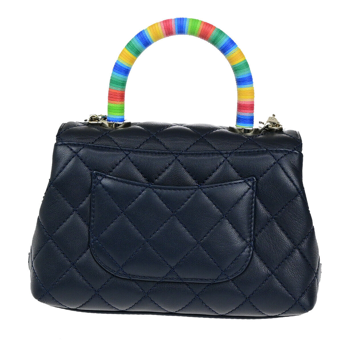 CHANEL CC XXS Matelasse Top Handle 2Way Chain Shoulder Bag Leather BE 793RK696