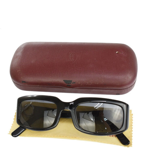 CARTIER Logo Sunglasses Eye Wear Metal Plastic Black Silver 09YD473