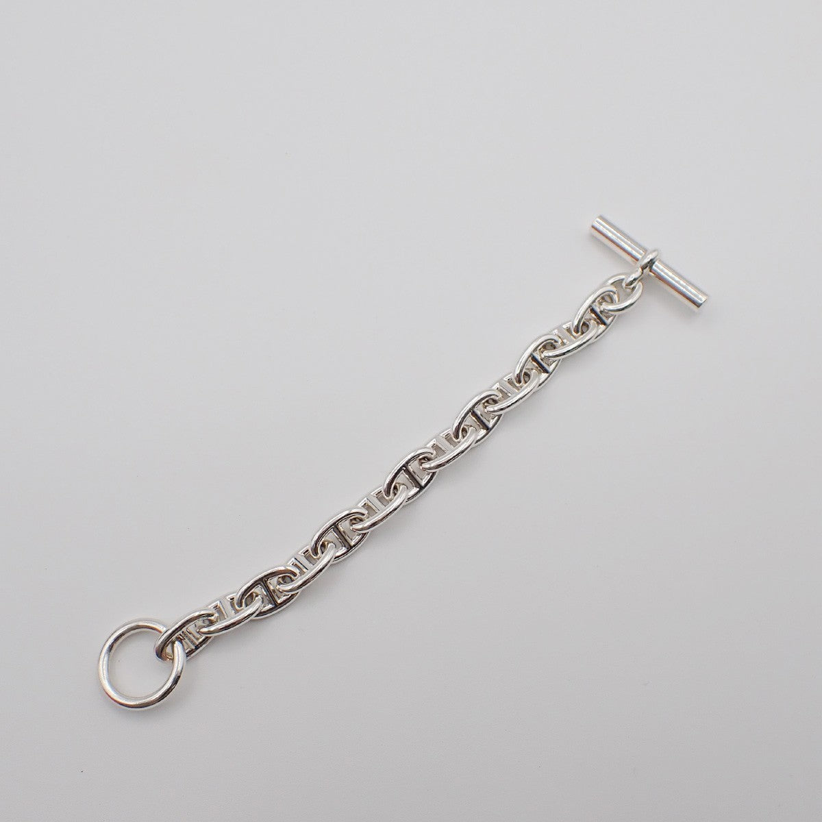 HERMES Logo Chaine D'ancre MM Chain Bracelet 12 Links Ag 925 Silver 332LC627