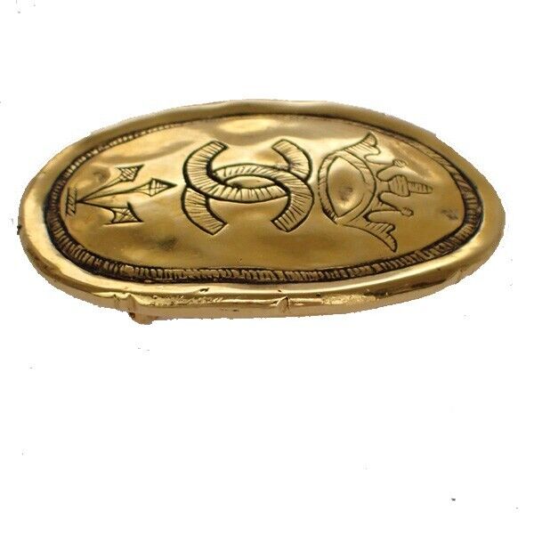 CHANEL CC Logo Crown Pin Brooch 26 Gold France Accessory Vintage 34RJ343