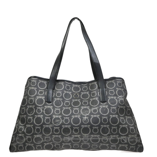 SALVATORE FERRAGAMO Gancini Hand Tote Bag Leather Black SHW Italy 67CA950