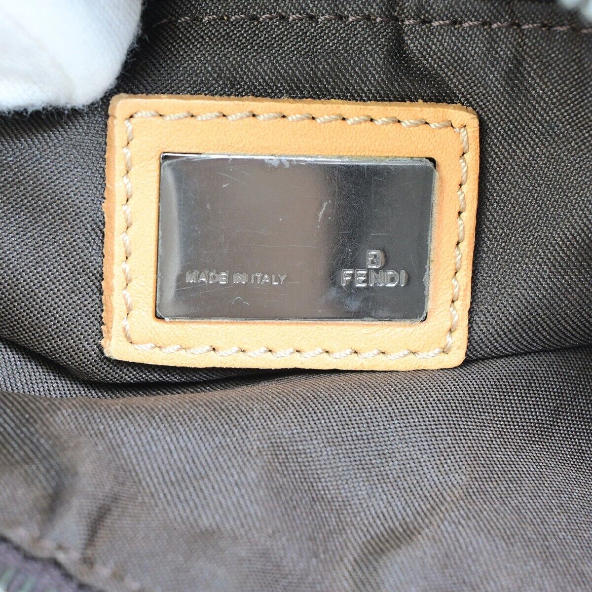 FENDI Zucca Zucchino Pattern Shoulder Bag Canvas Leather Brown Italy 83EB791