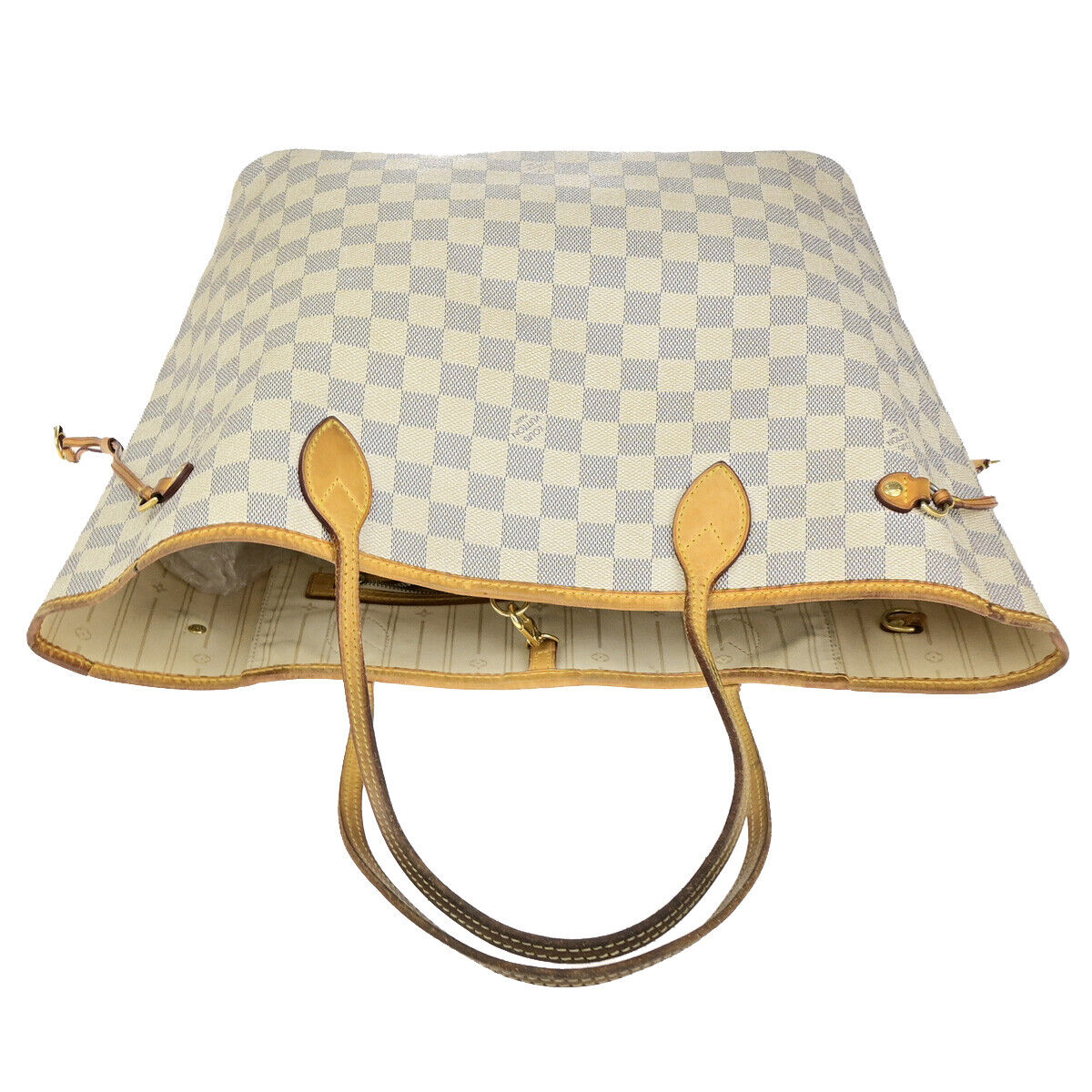 LOUIS VUITTON Neverfull MM Shoulder Tote Bag Damier Azur Leather N51107 16YG614