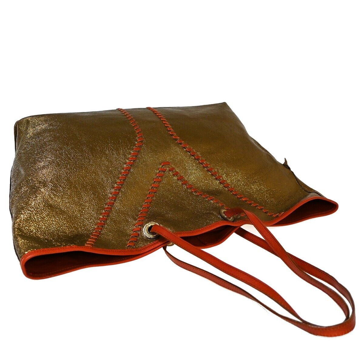 YVES SAINT LAURENT Neo Double Reversible Shoulder Bag Leather Red Gold 33EA097