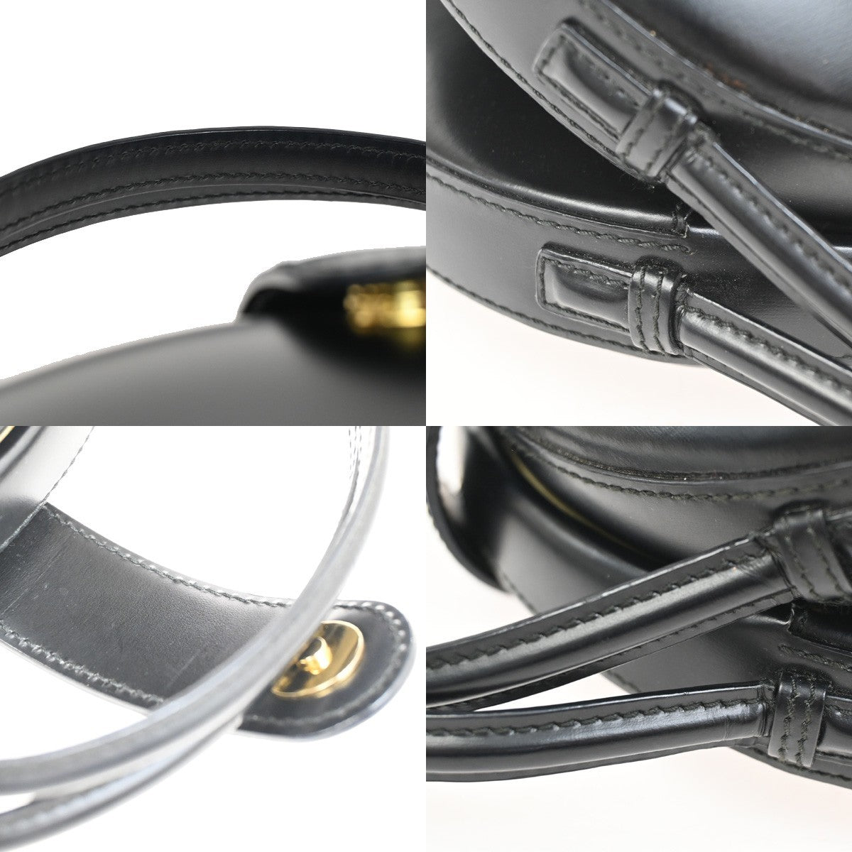 LOEWE Logo Anagram Round Hand Bag Leather Black Spain GHW 25RL940