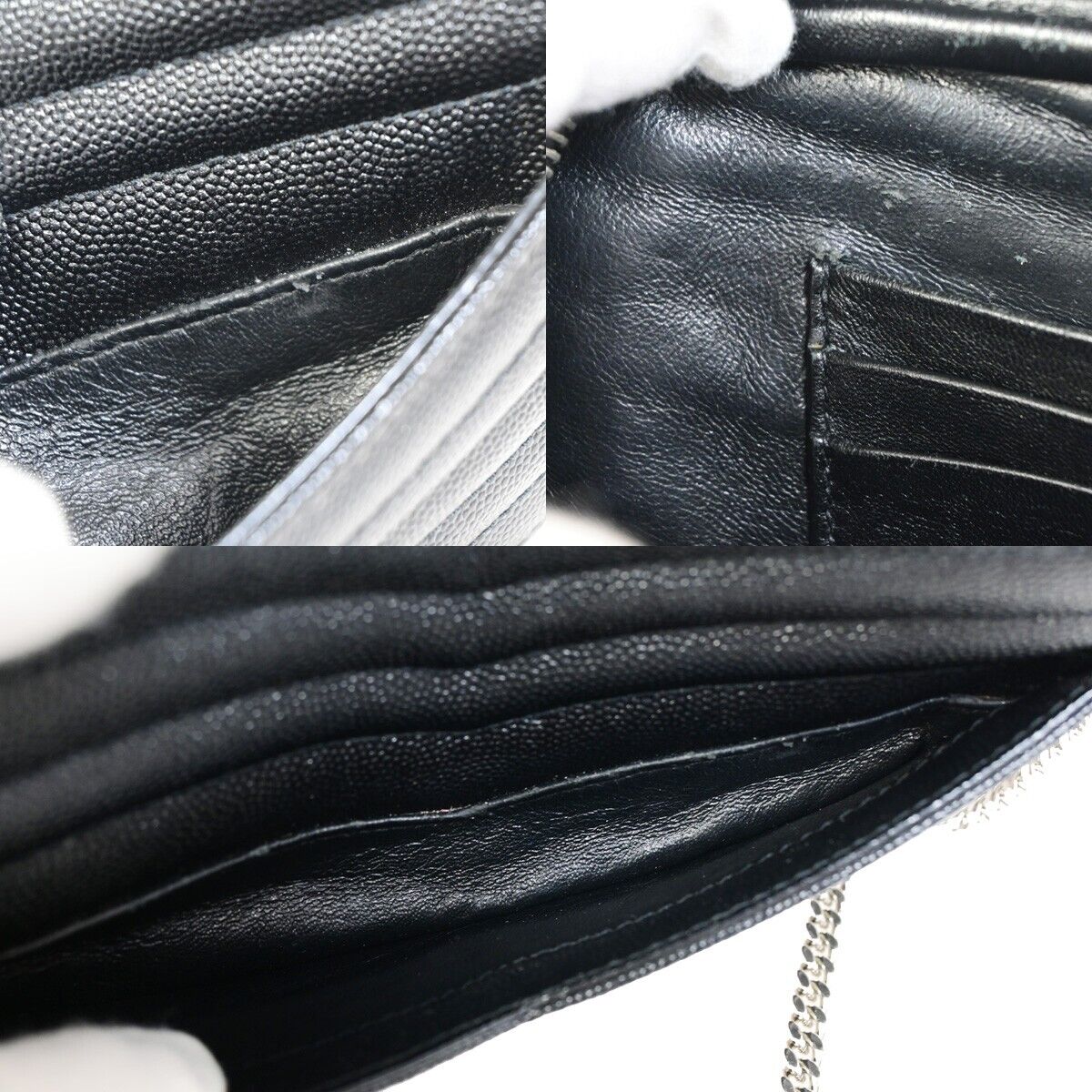 SAINT LAURENT YSL Logo Lou Chain Mini Shoulder Bag Leather Black SHW 675RJ866
