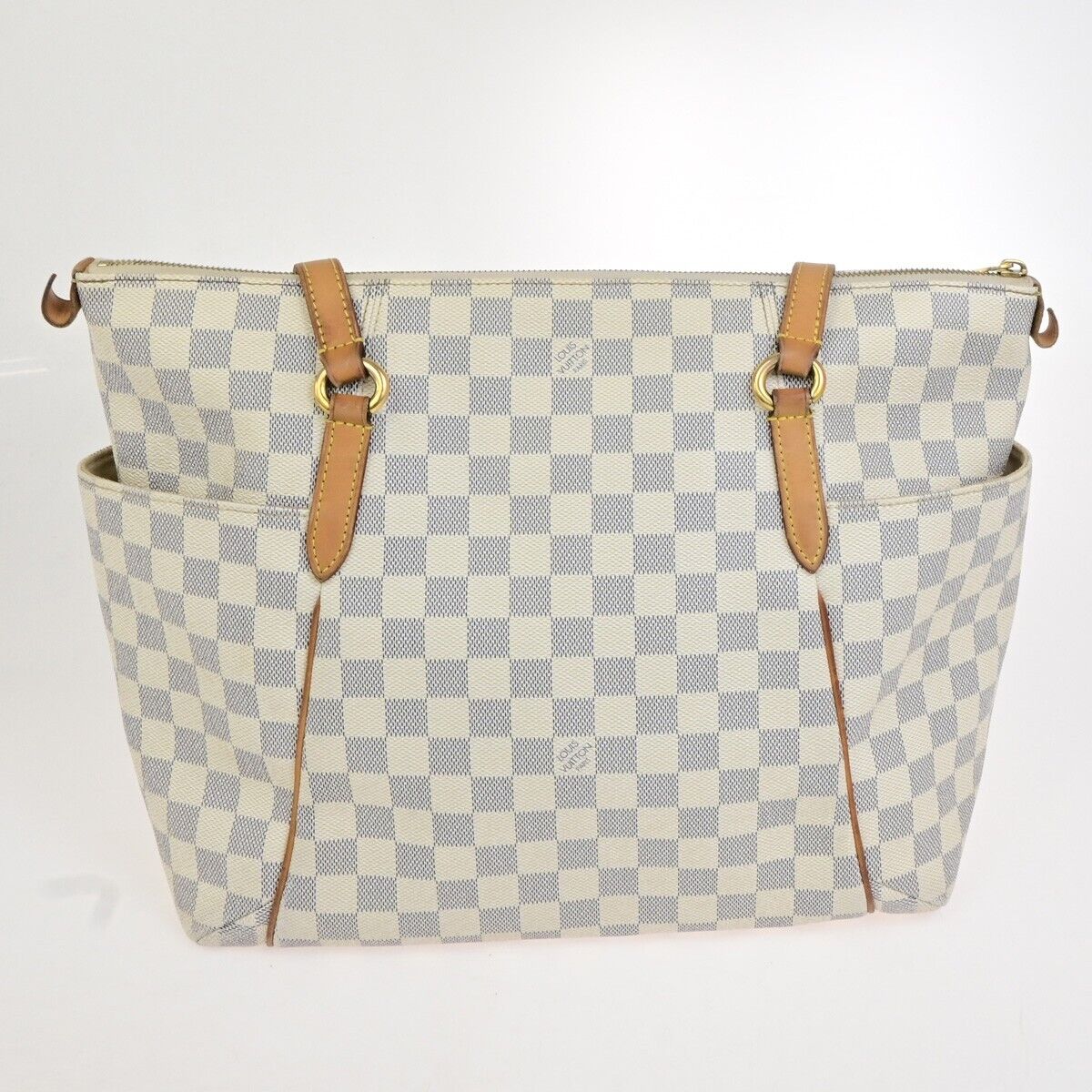 LOUIS VUITTON Totally MM Shoulder Bag Damier Azur Leather White N51262 20FA324