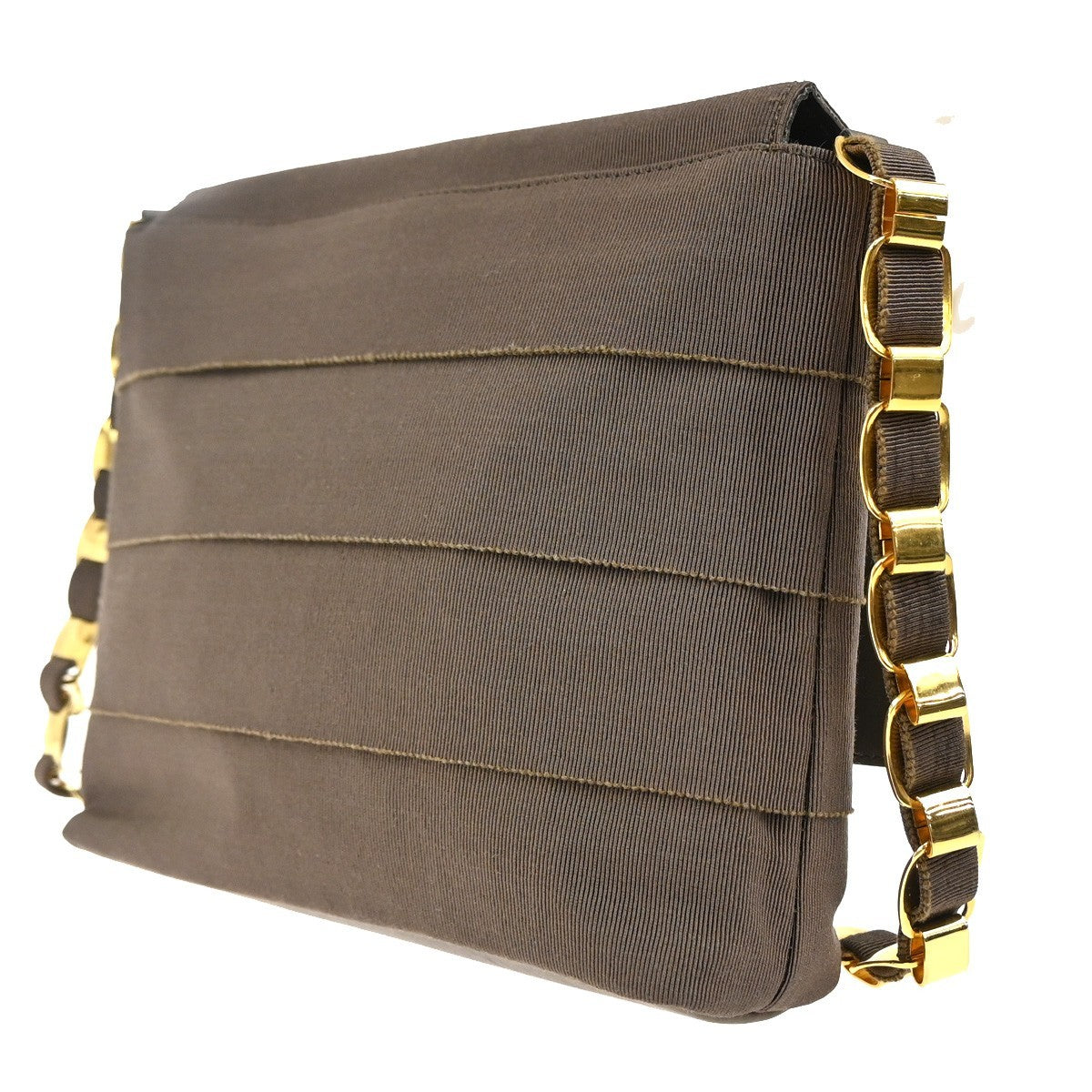 SALVATORE FERRAGAMO Vara Shoulder Bag Canvas Leather Brown GHW Italy 61ZA012