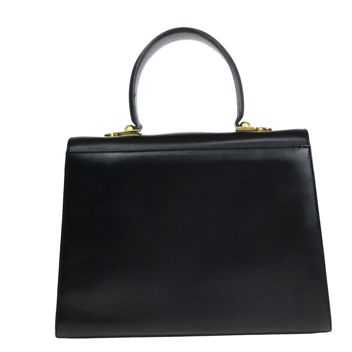 SALVATORE FERRAGAMO Logo Gancini Hand Bag Leather Black GHW Italy 36EC236