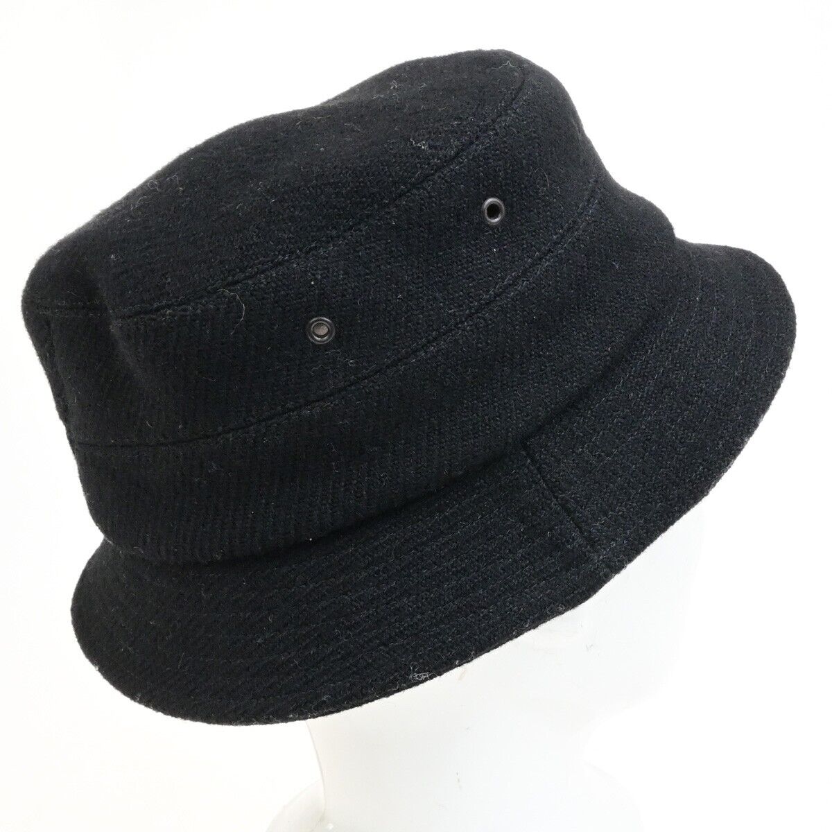 BURBERRY LONDON Logo Nova Check Bucket Hat #M Wool Cotton Leather Black 04KA570