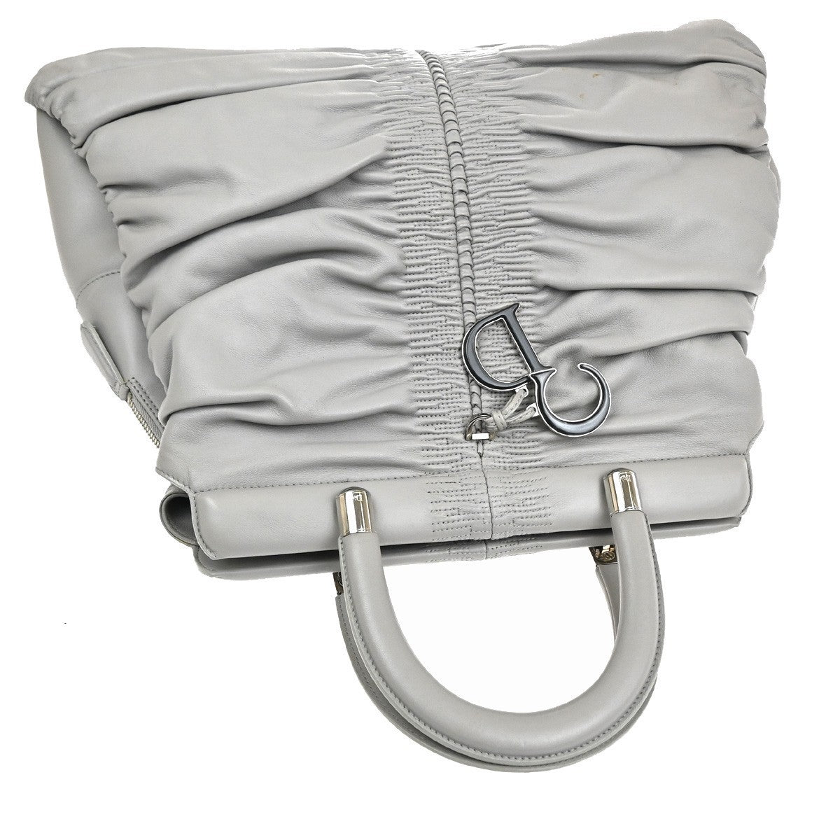 CHRISTIAN DIOR CD LOGO Karenina Hand Bag Leather Gray Italy 72KC914