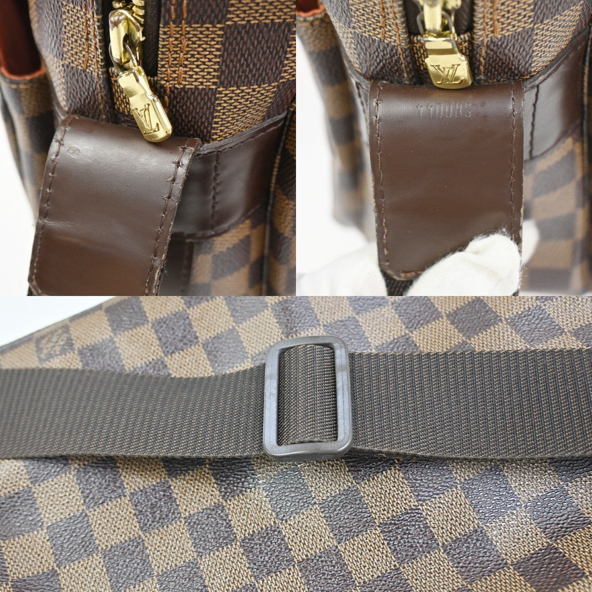LOUIS VUITTON Naviglio Shoulder Bag Damier Ebene Leather Brown N45255 76YJ038