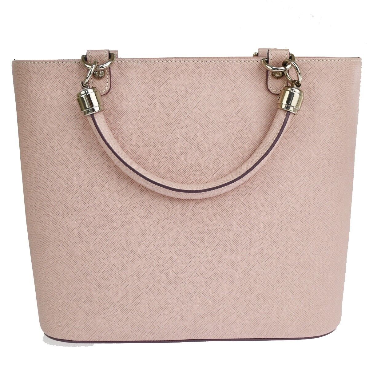 SALVATORE FERRAGAMO Gancini Hand Bag Leather Pink Silver Made in Italy 31EA709