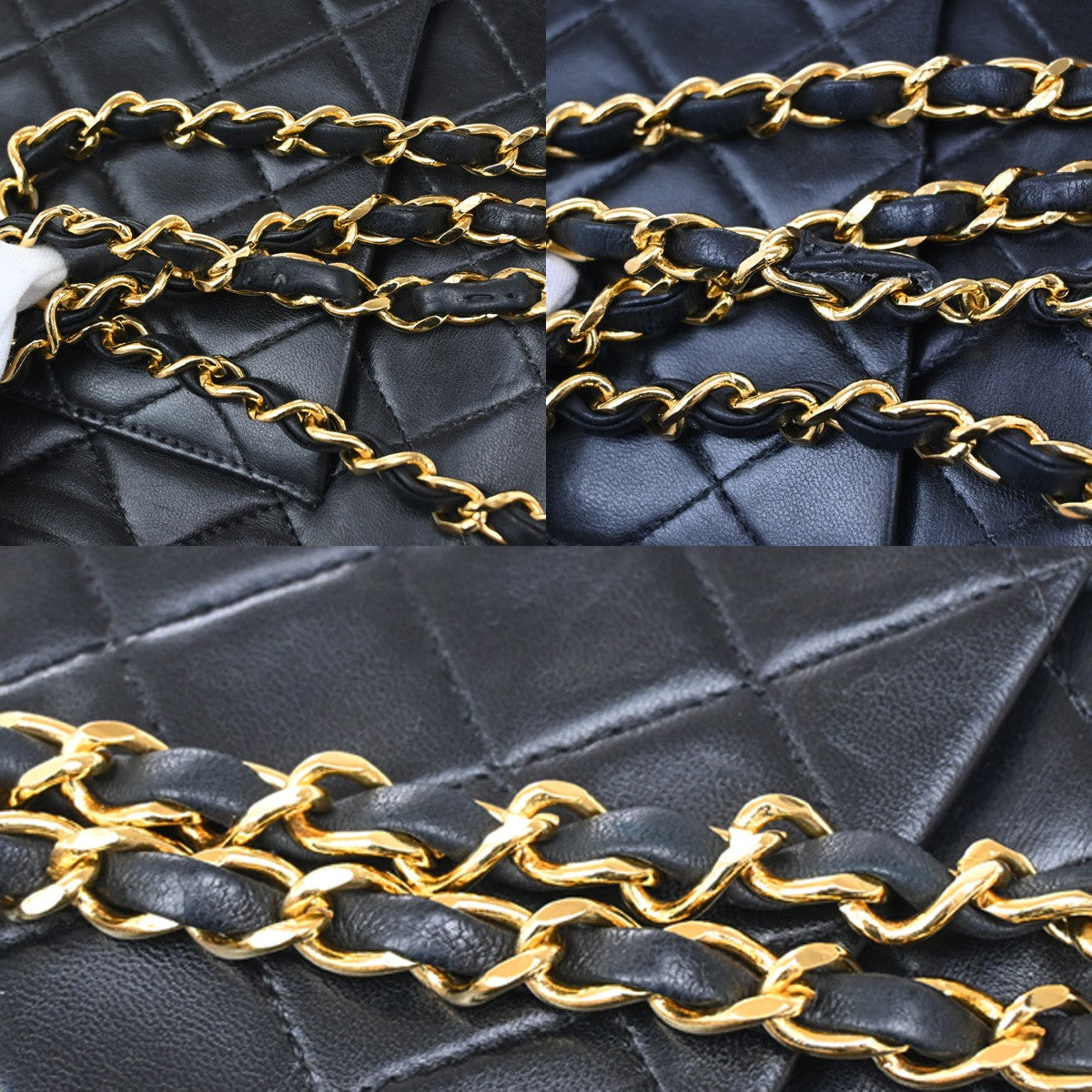 CHANEL CC Matelasse 25 Double Flap Chain Shoulder Bag Leather Black GHW 356RL110