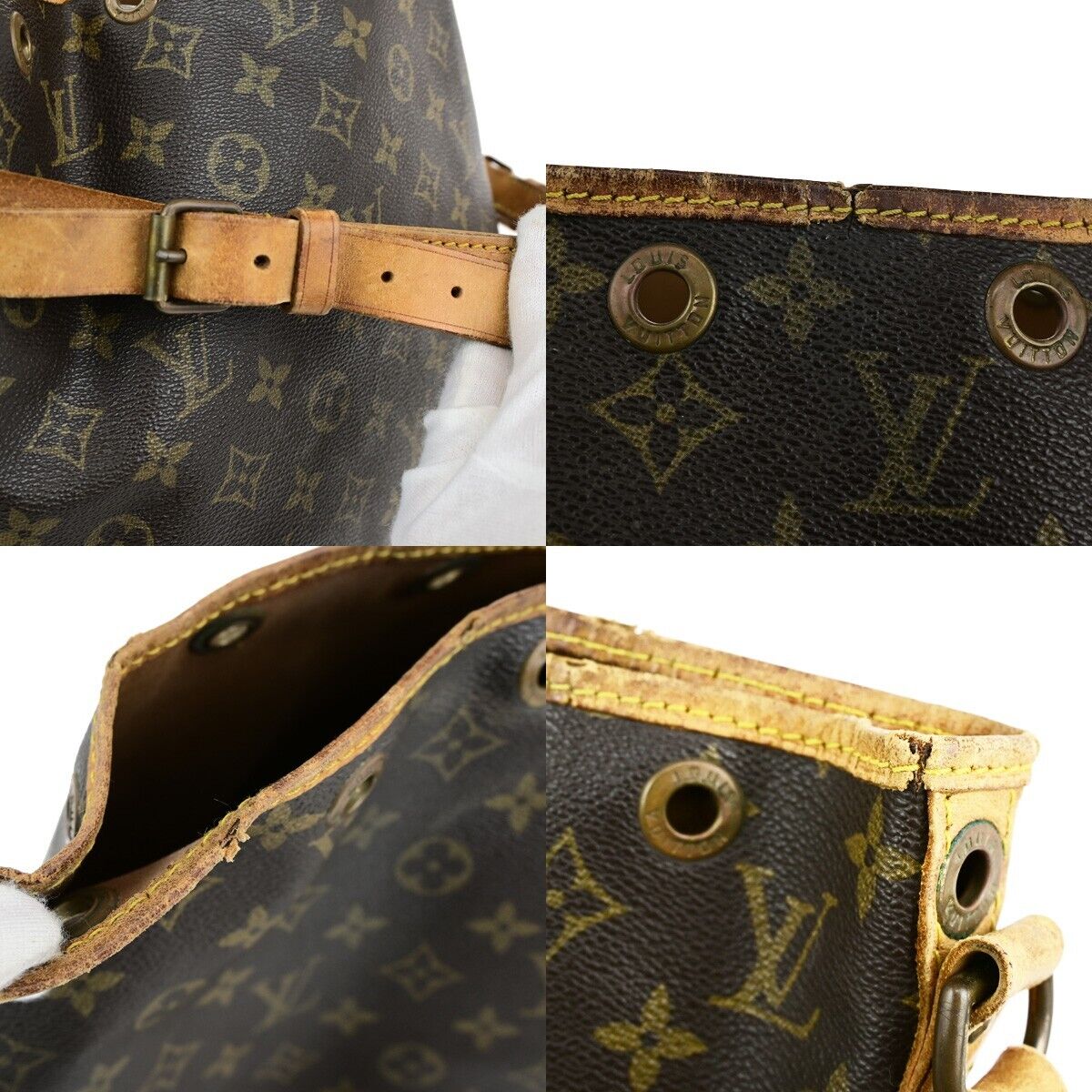 LOUIS VUITTON Petit Noe Drawstring Shoulder Bag Monogram Leather M42226 66ED346