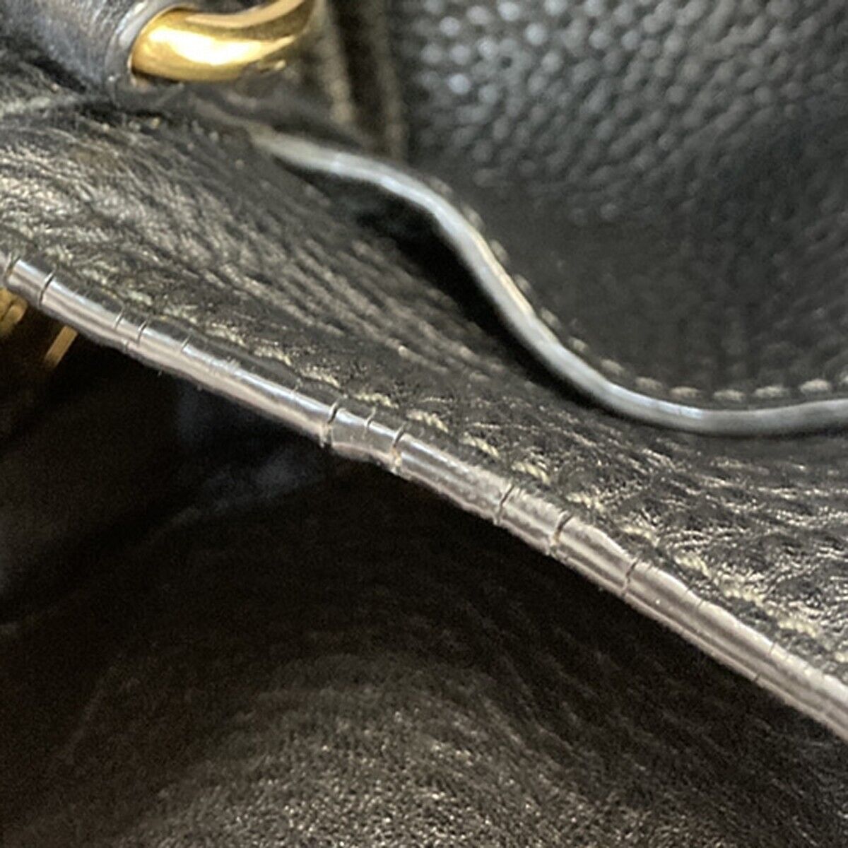 PRADA Logo Shoulder Tote Bag Leather Black Gold Made in Italy 93EA812