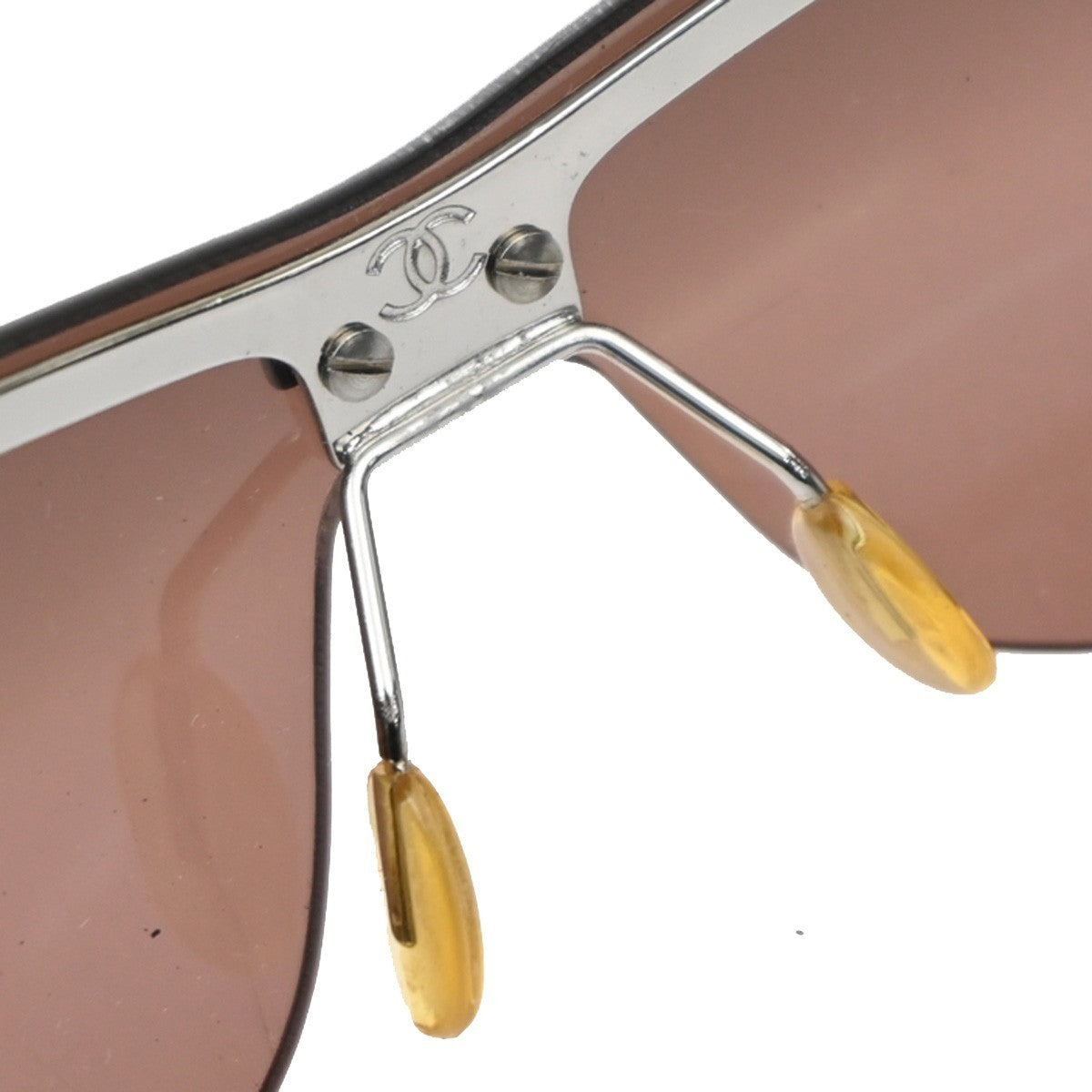 CHANEL CC Logo Sunglasses Eye Wear Plastic Metal Brown Silver 4041 33RP141