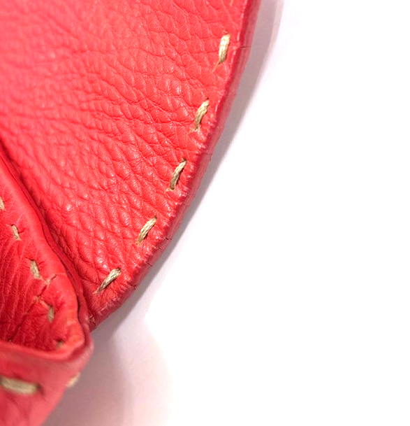 FENDI Logo Selleria Mini Linda Hand Bag Leather Red GHW Italy 31MA128