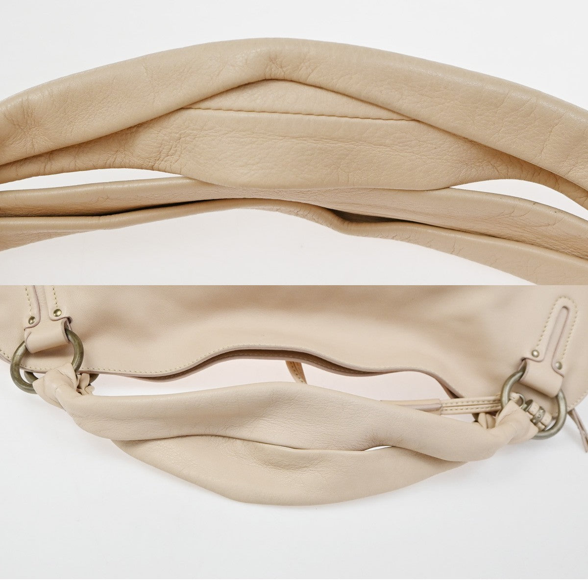 CELINE Logo Bittersweet Shoulder Hand Bag Leather Beige SHW Italy 76YH959
