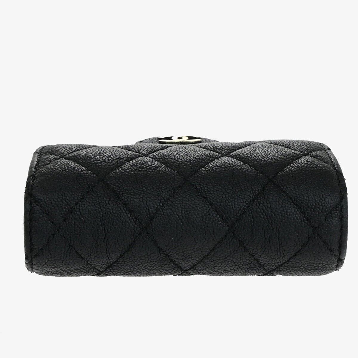 CHANEL CC Logo Matelasse Trifold Compact Wallet Leather Black Italy 82RK415