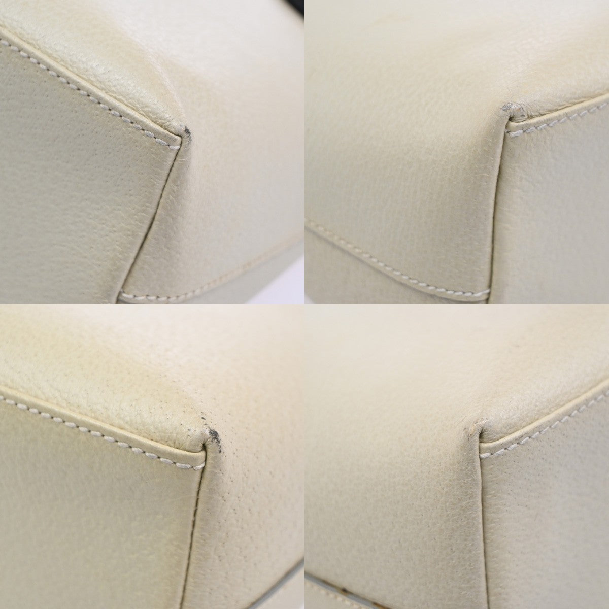GUCCI Logo GG Pattern Shoulder Hand Bag Leather Suede White 05CA481