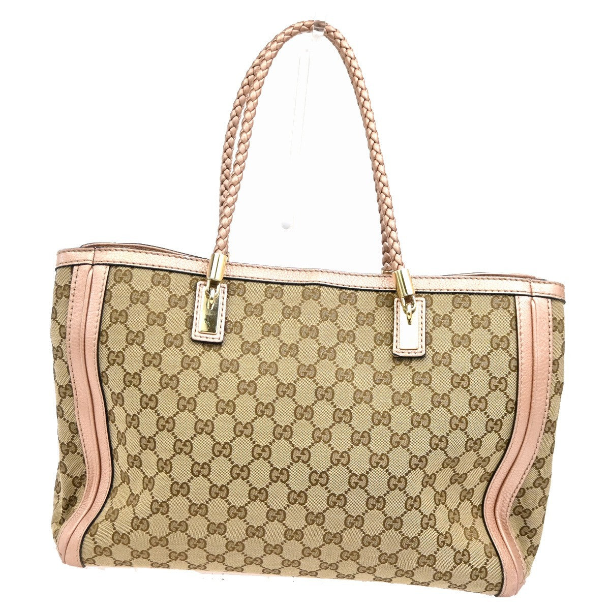 GUCCI Bamboo GG Tassel Shoulder Bag Canvas Leather BN Pink Italy GHW 85TA673