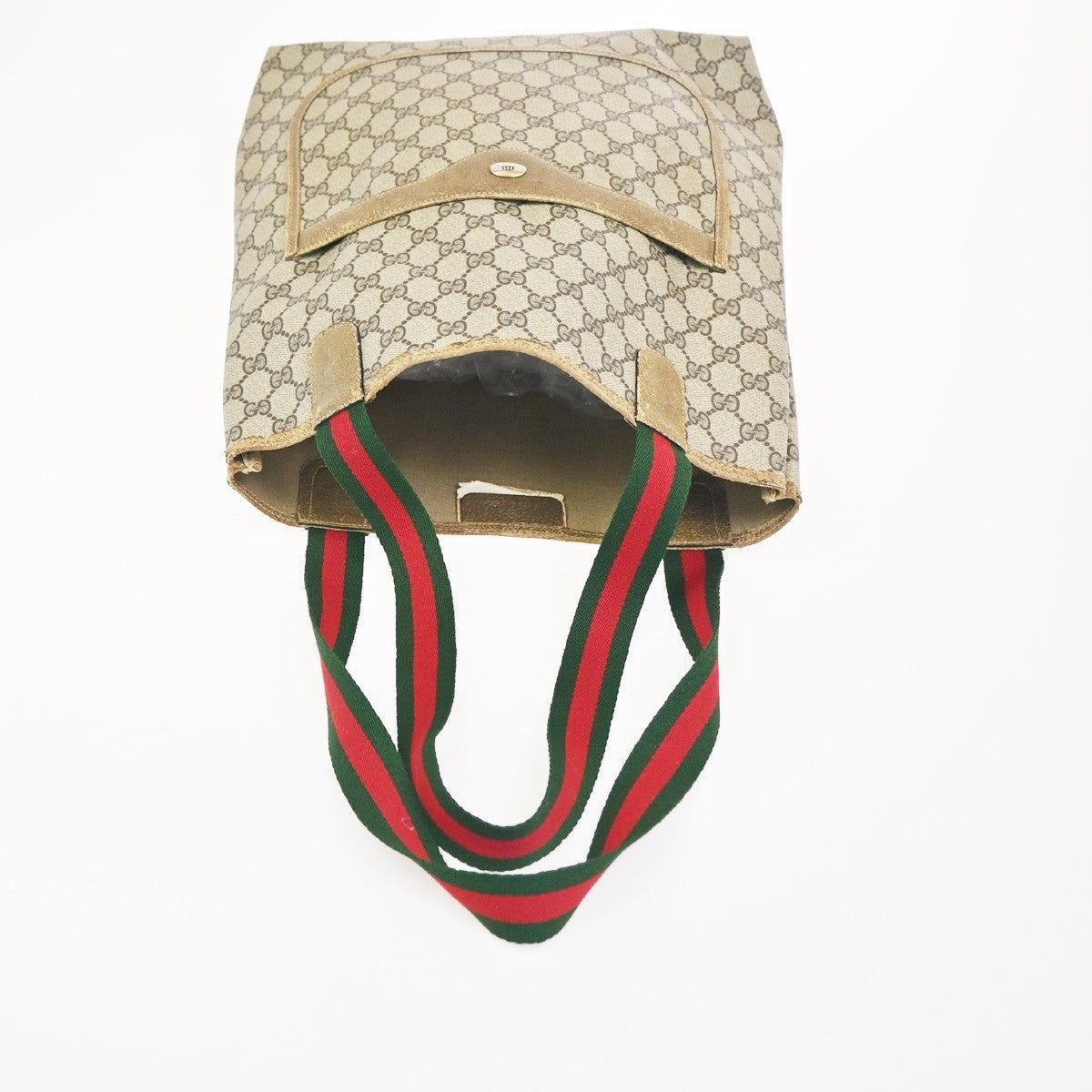 GUCCI GG Pattern Sherry Shoulder Tote Bag PVC Leather Beige Italy 66CA751