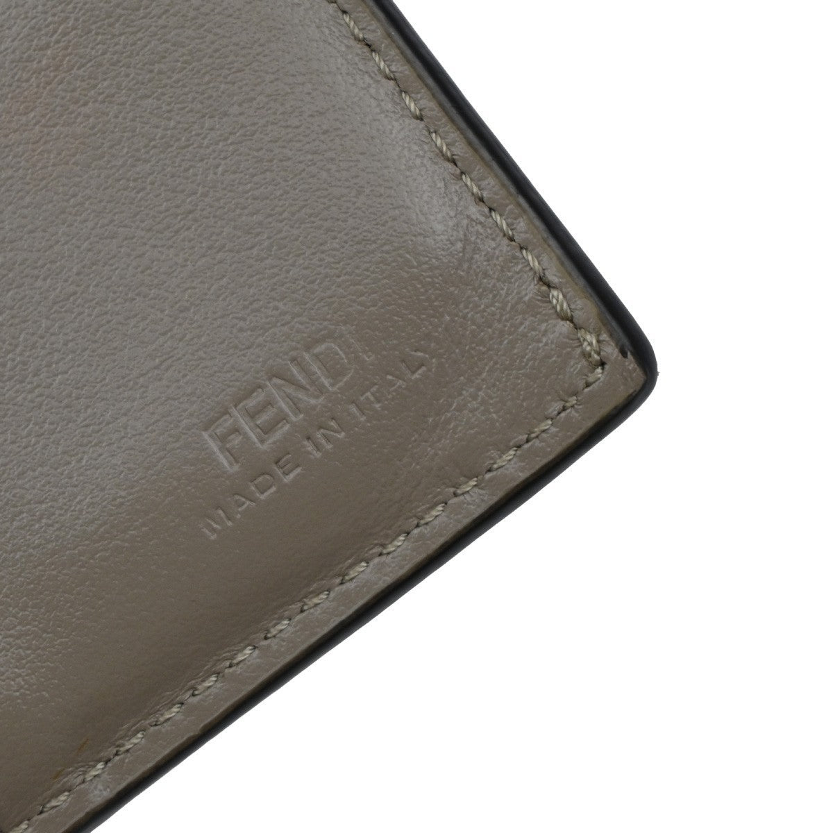 FENDI Logo F is Bifold Compact Wallet Leather Gray GHW Italy 65EG184