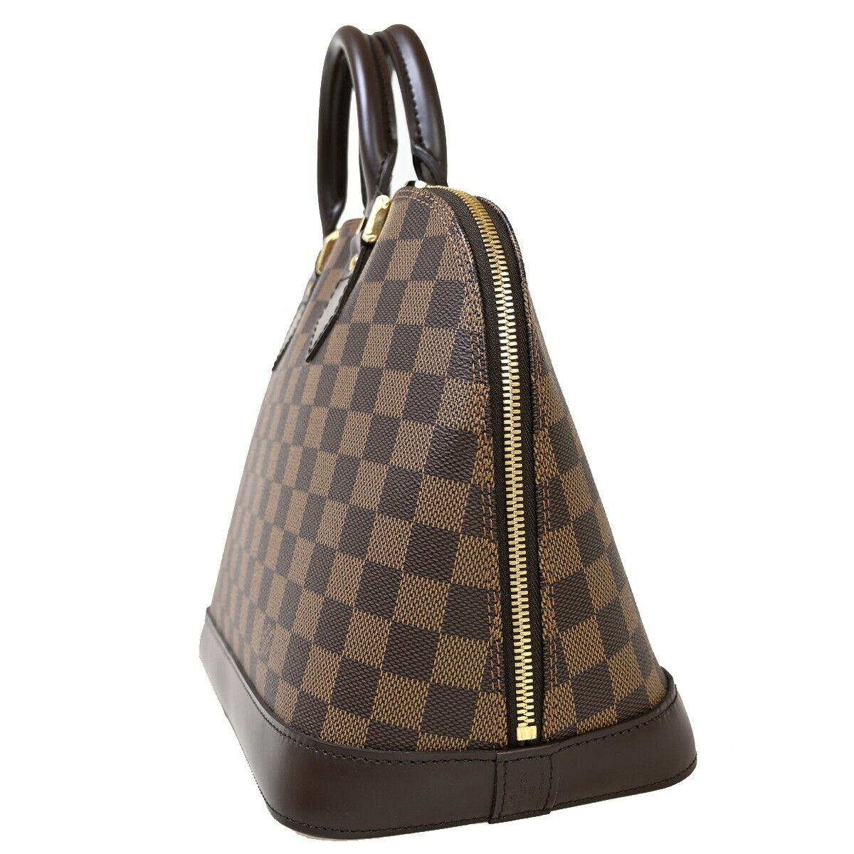 LOUIS VUITTON LV Logo Alma Hand Bag Damier Ebene Leather Brown N51131 667RJ743