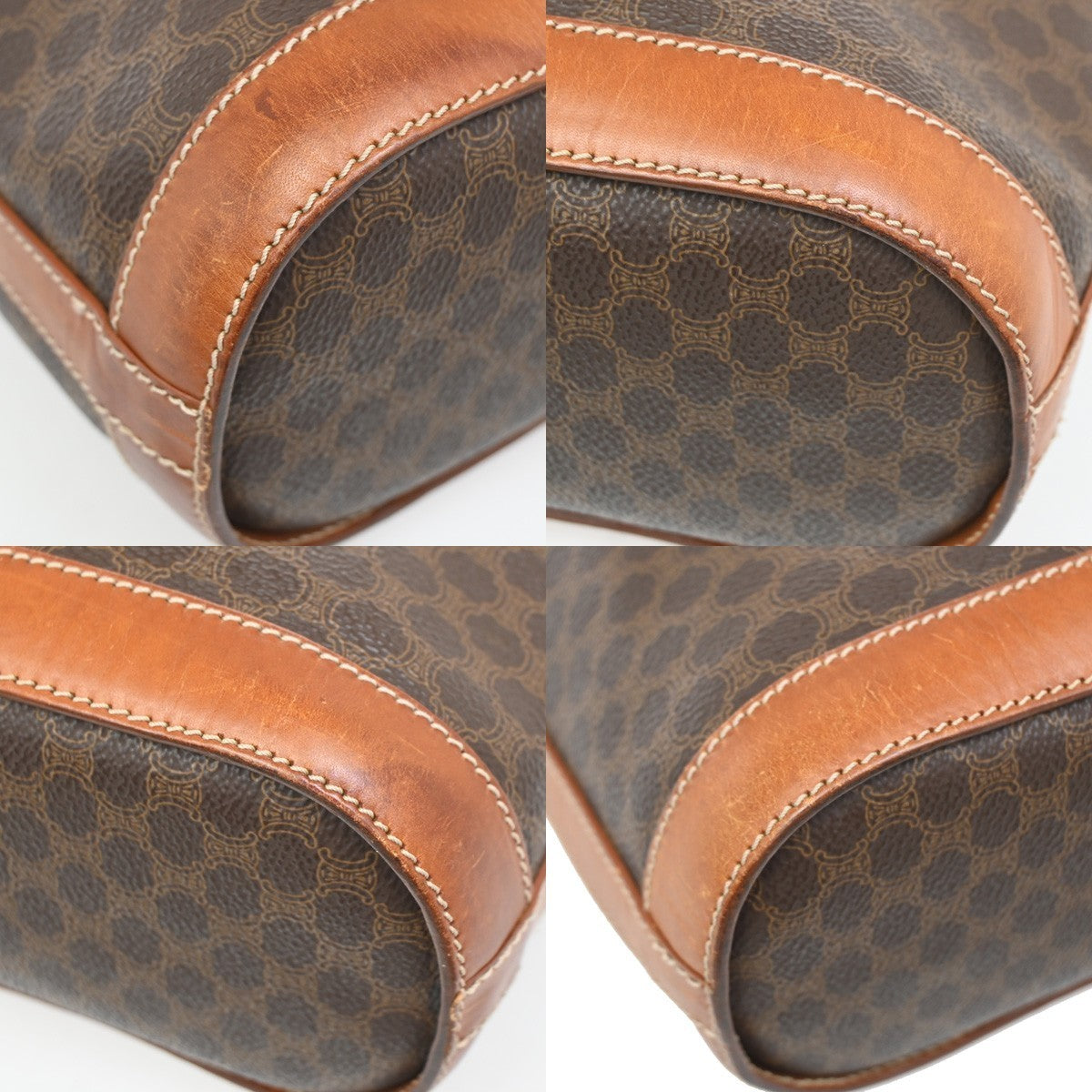 CELINE Logo Macadam Pattern Shoulder Tote Bag PVC Leather Brown Italy 61KB607