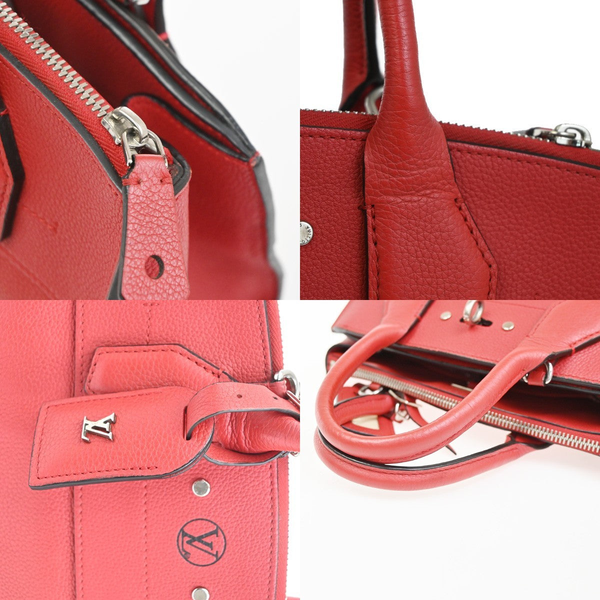LOUIS VUITTON City Steamer PM 2Way Shoulder Hand Bag Calf Leather Red 55RQ066