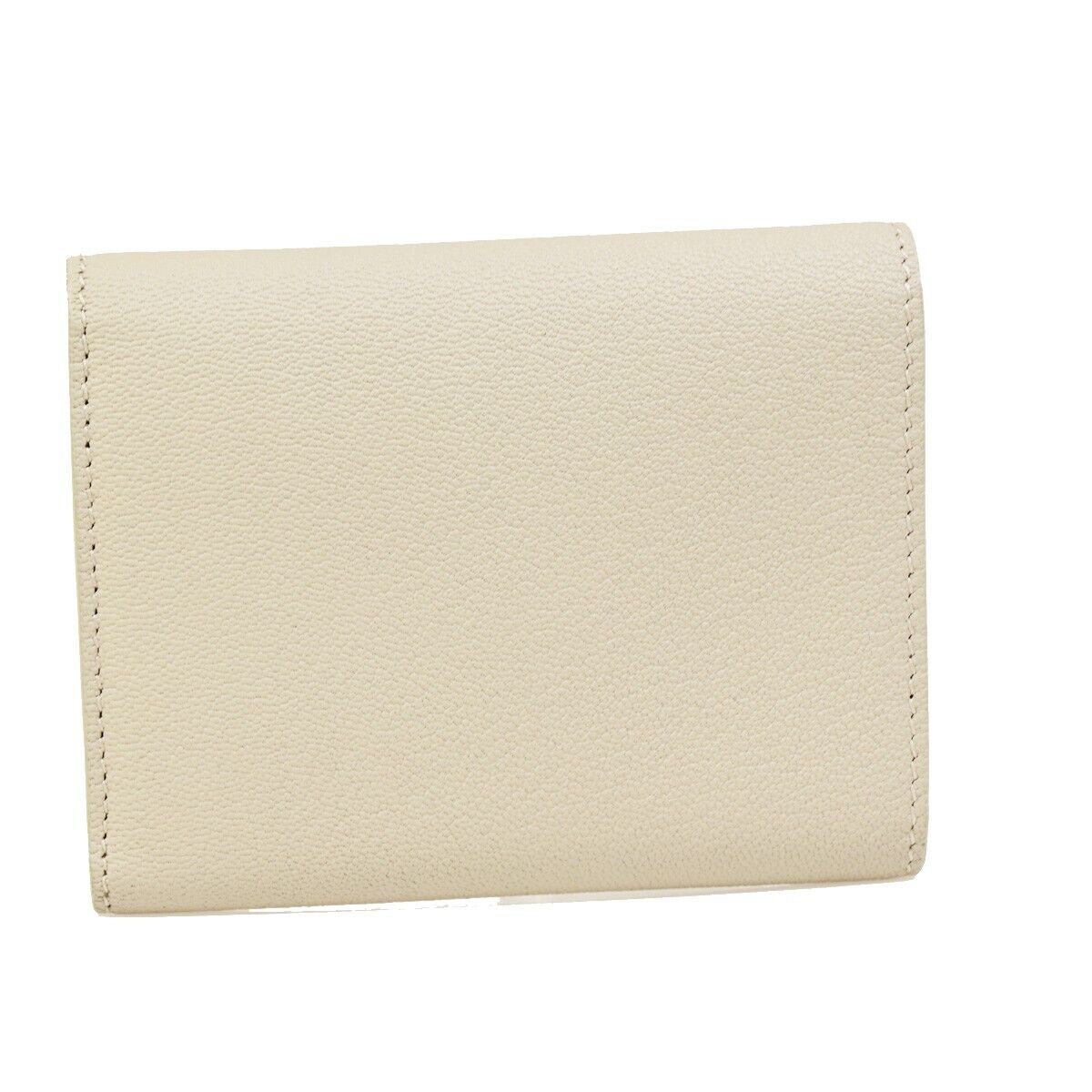 TIFFANY & CO. T Logo Trifold Wallet Purse Leather Beige GHW Italy 35RK271