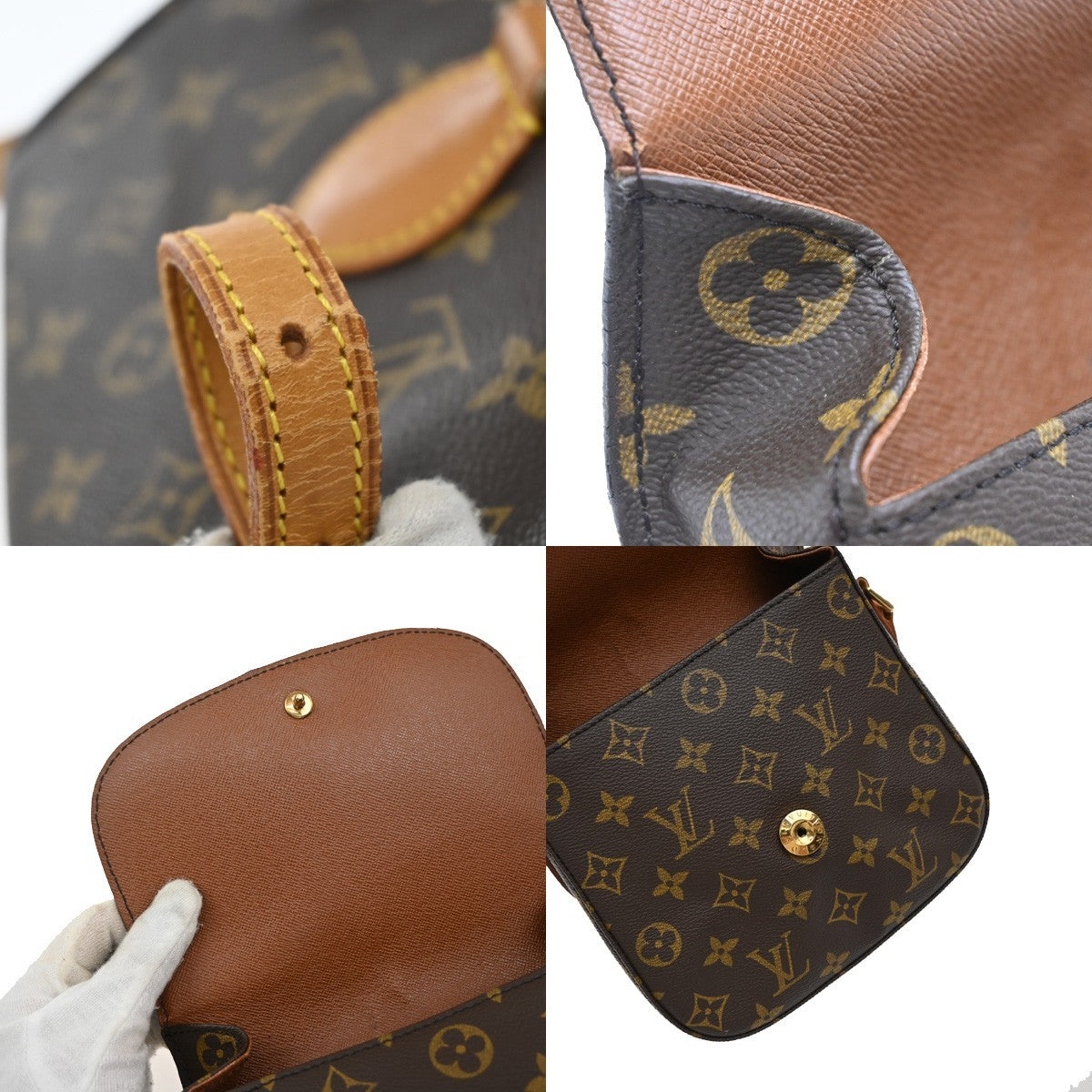 LOUIS VUITTON Saint Cloud MM Shoulder Bag Monogram Leather Brown M51243 80EF865