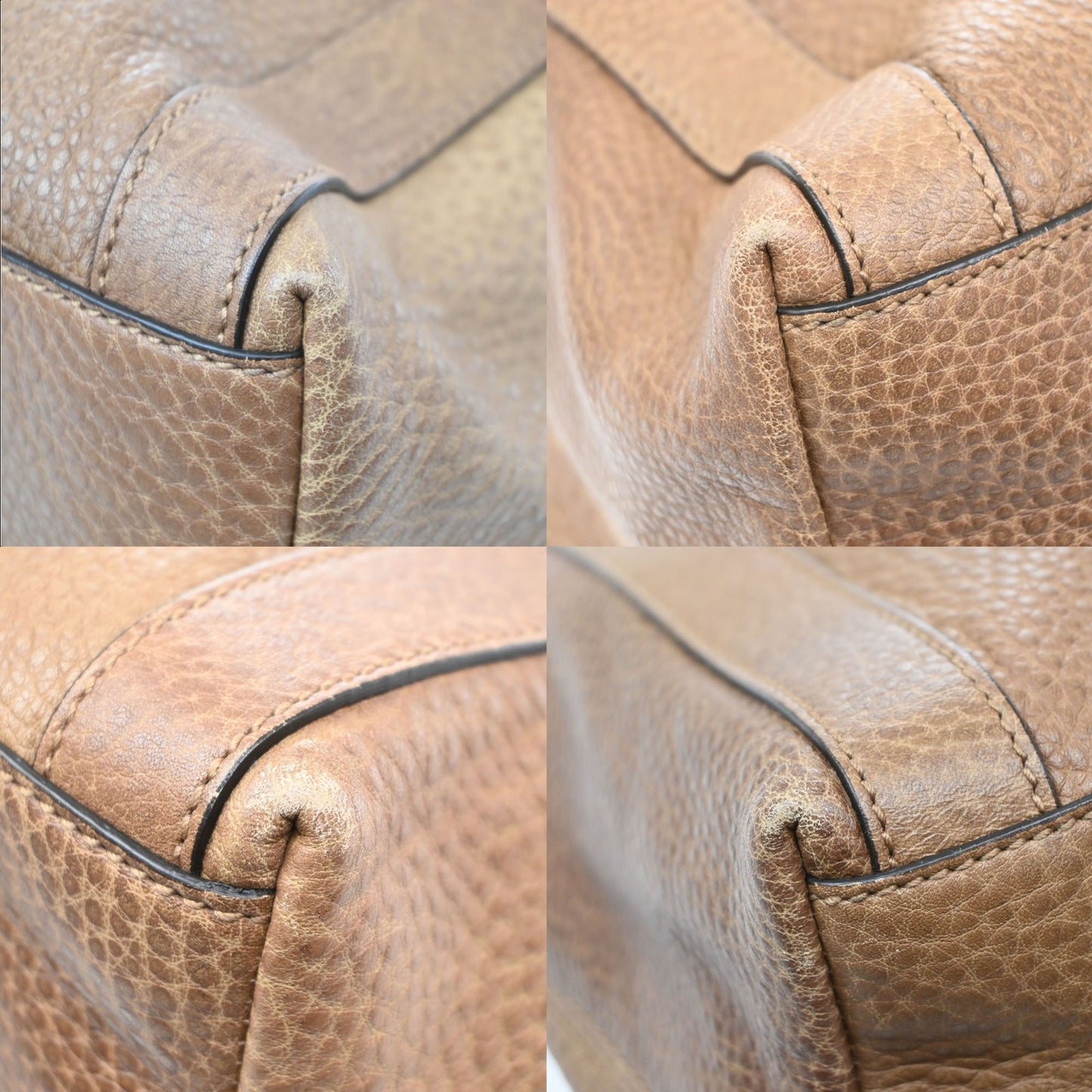 GUCCI Miss GG 2Way Hand Shoulder Bag Pebbled Leather Brown SHW Italy 86KD069