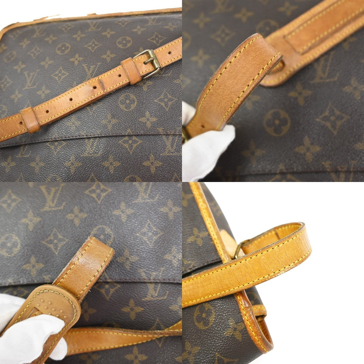 LOUIS VUITTON Gibeciere GM Shoulder Bag Monogram Leather Brown M42249 68YJ063