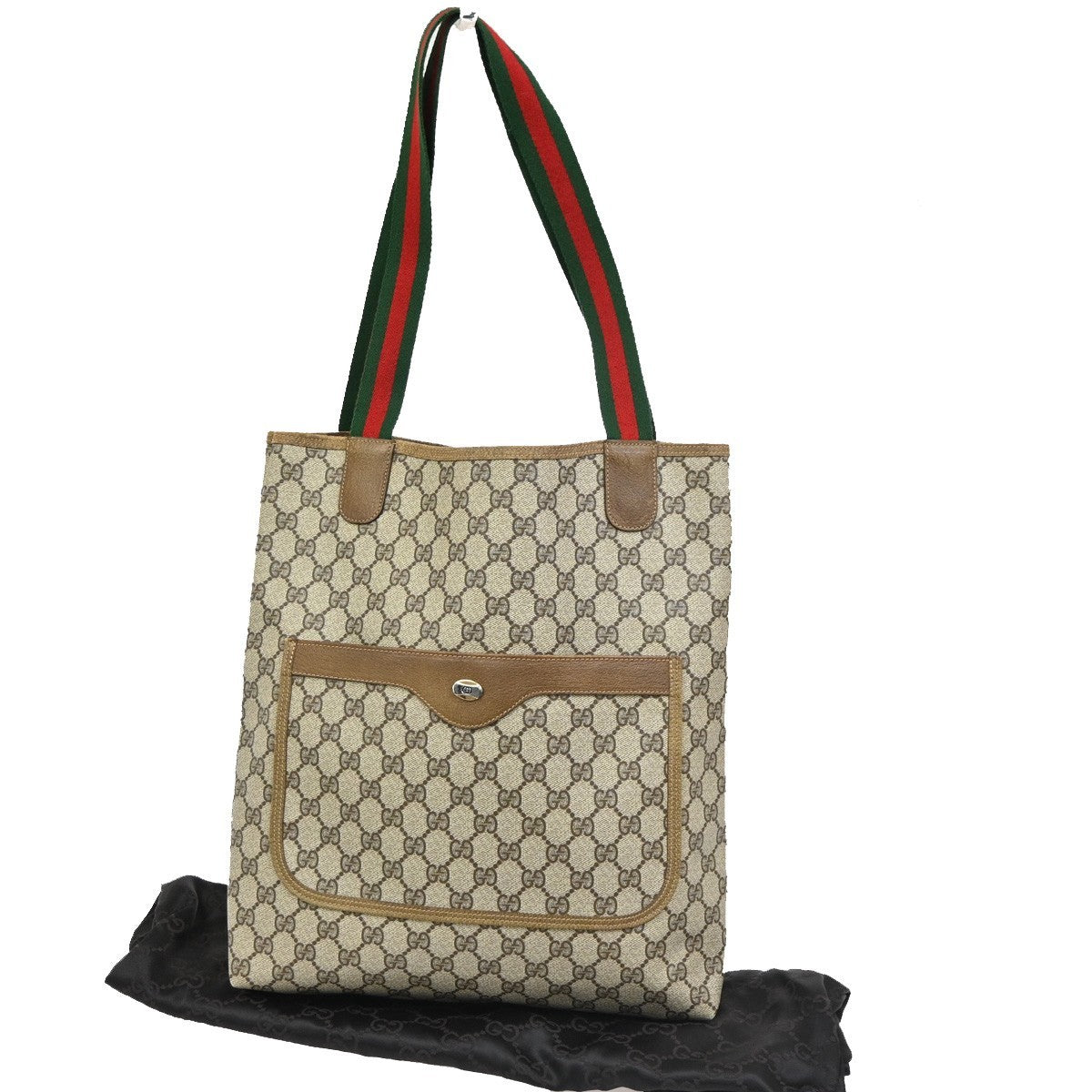 GUCCI Logo GG Sherry Line Hand Tote Bag PVC Leather Brown GHW Italy 61CB009