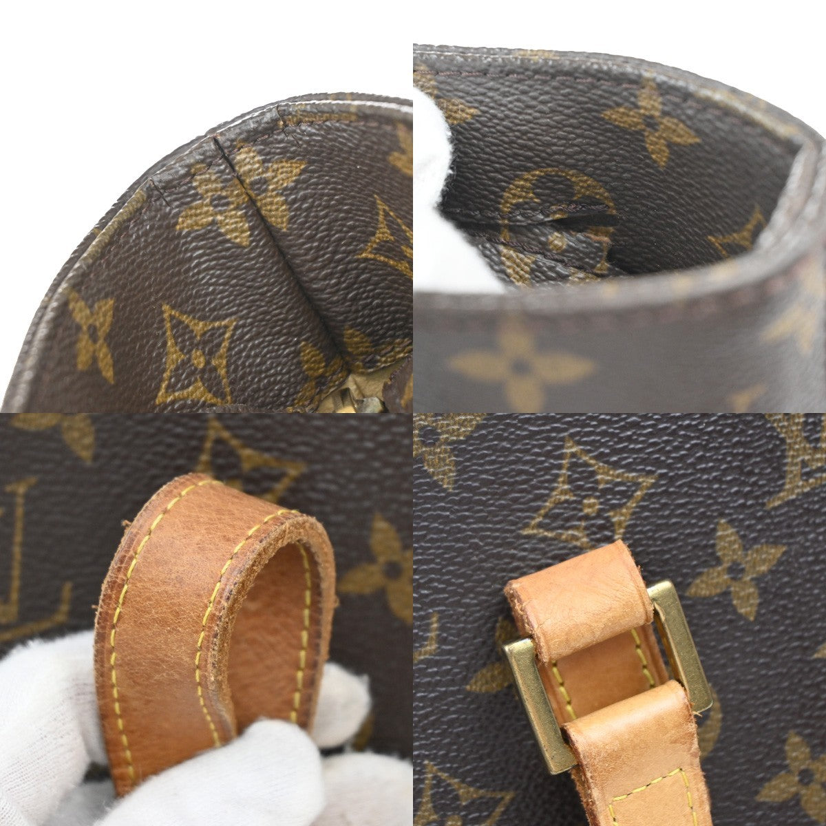 LOUIS VUITTON Logo Luco Shoulder Tote Bag Monogram Leather Brown M51155 85EF827