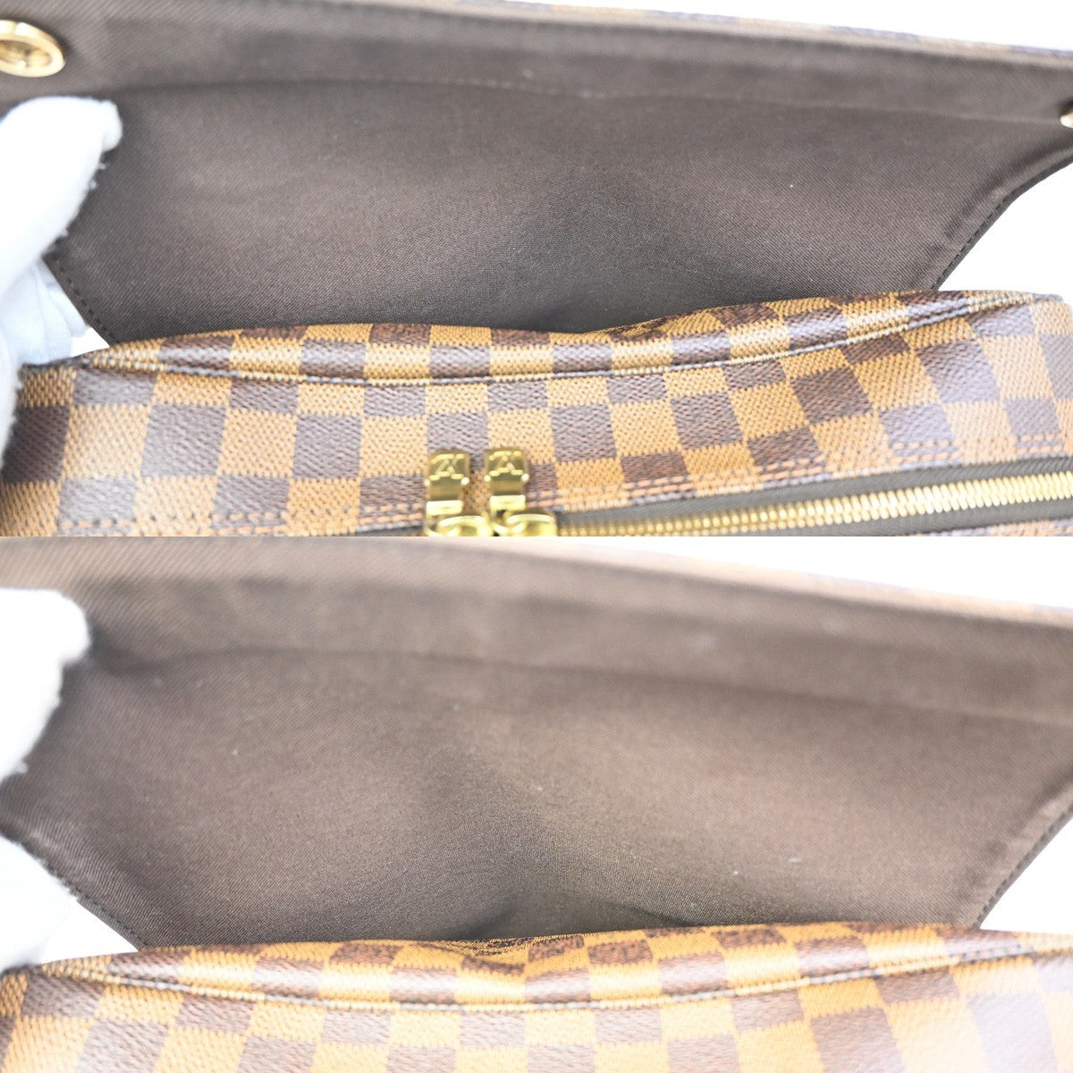 LOUIS VUITTON Naviglio Shoulder Bag Damier Ebene Leather Brown N45255 90TA040