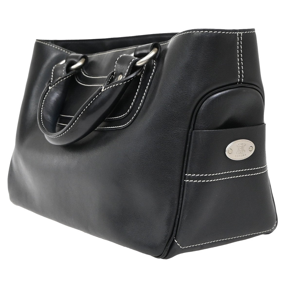 CELINE Logo Boogie Hand Bag Leather Black GHW Italy 80EG378