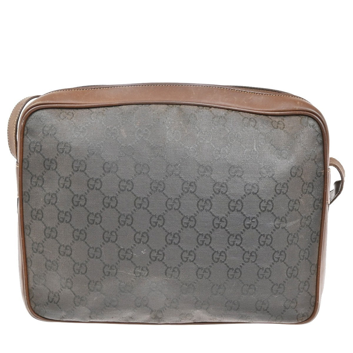 GUCCI Logo GG Pattern Shoulder Bag Coating Canvas Leather Brown 69KB596
