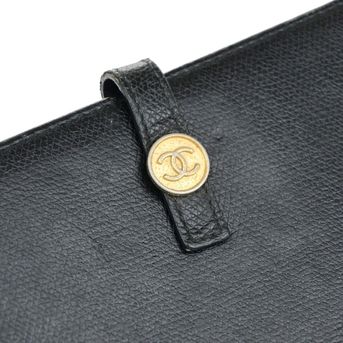 CHANEL CC Logo Long Bifold Wallet Purse Leather Black GHW France 33EB272