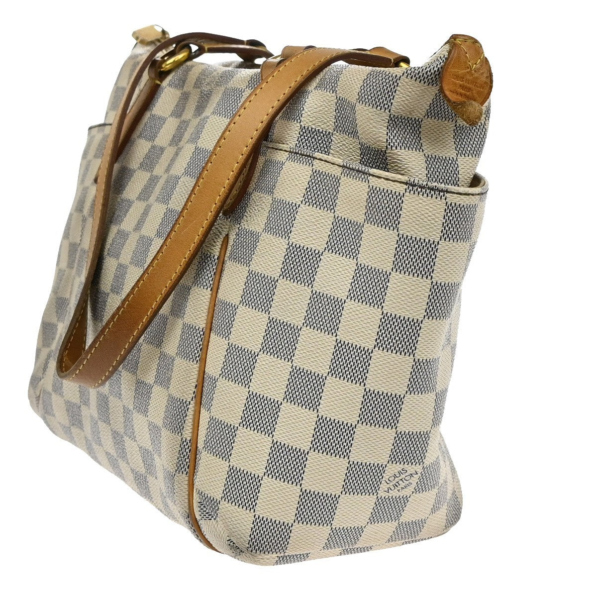 LOUIS VUITTON Totally PM Shoulder Bag Damier Azur Leather White N51261 84KB328